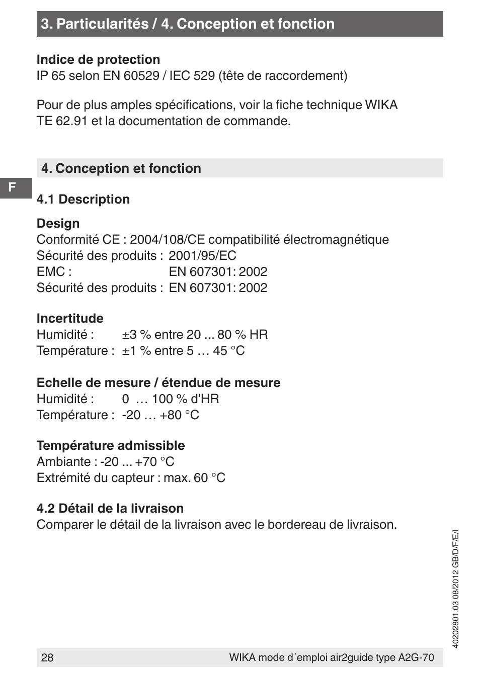 Particularités / 4. conception et fonction | WIKA A2G-70 User Manual | Page 28 / 52