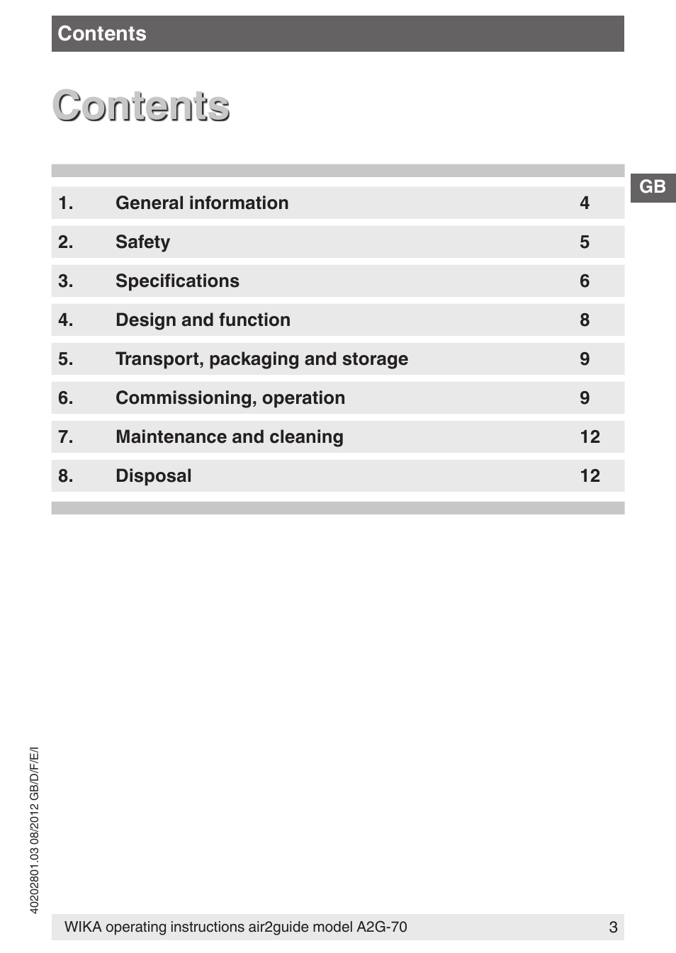 WIKA A2G-70 User Manual | Page 3 / 52