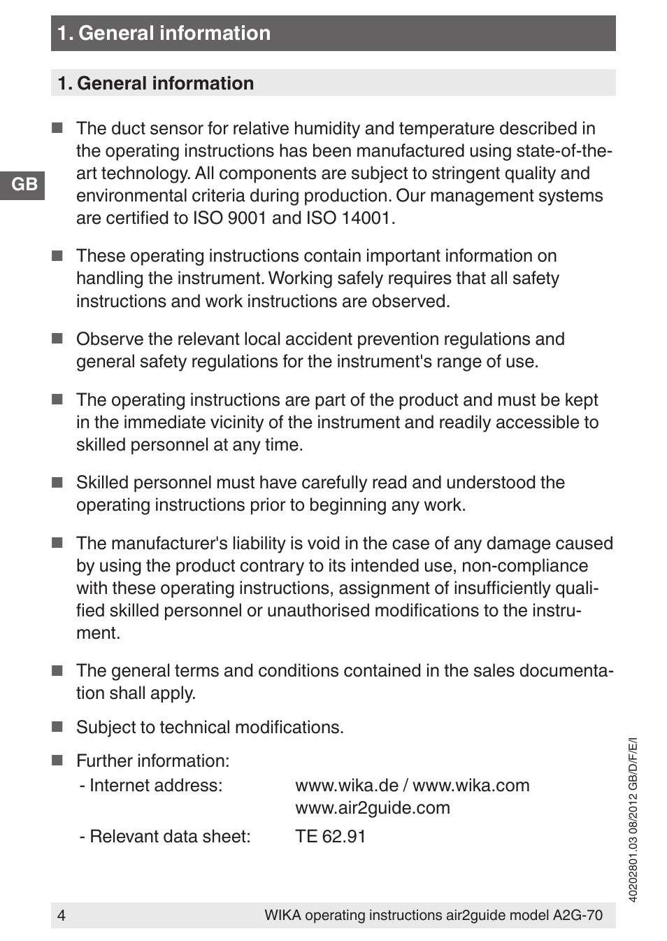 General information | WIKA A2G-70 User Manual | Page 4 / 52