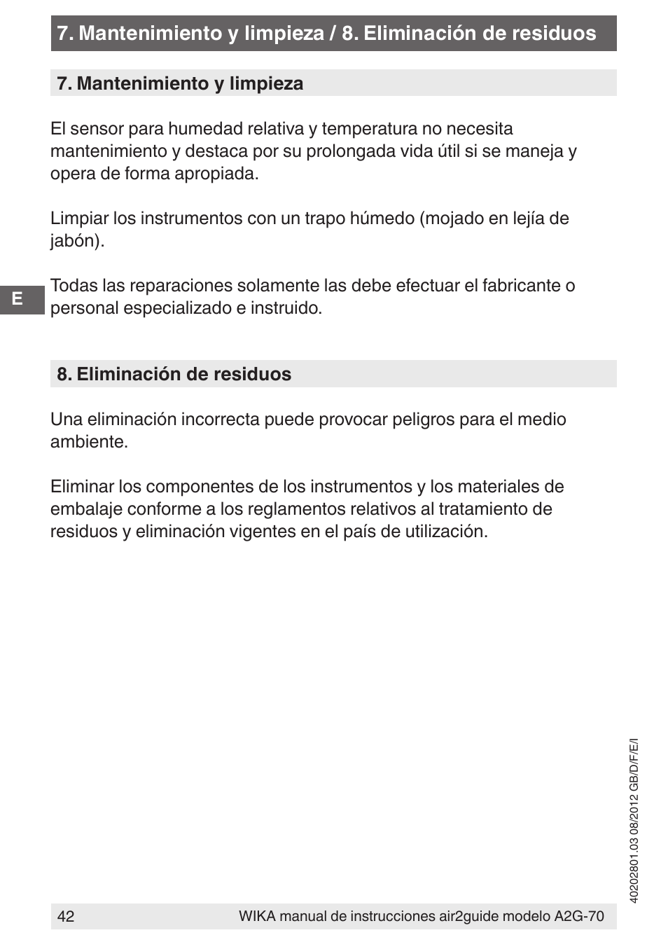 WIKA A2G-70 User Manual | Page 42 / 52