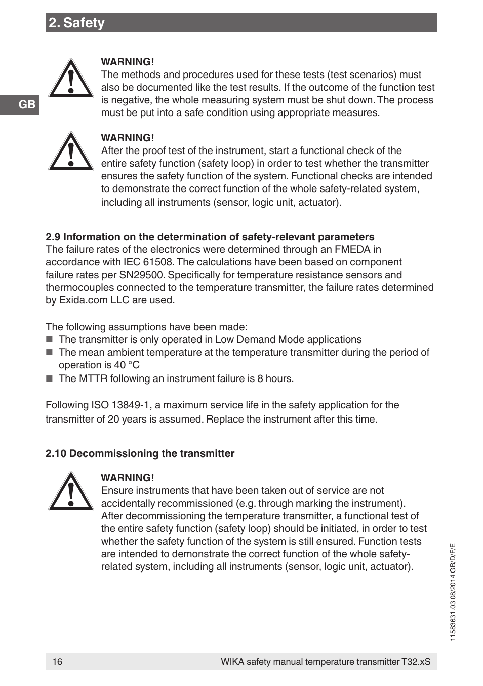 Safety | WIKA T32.xS User Manual | Page 16 / 64