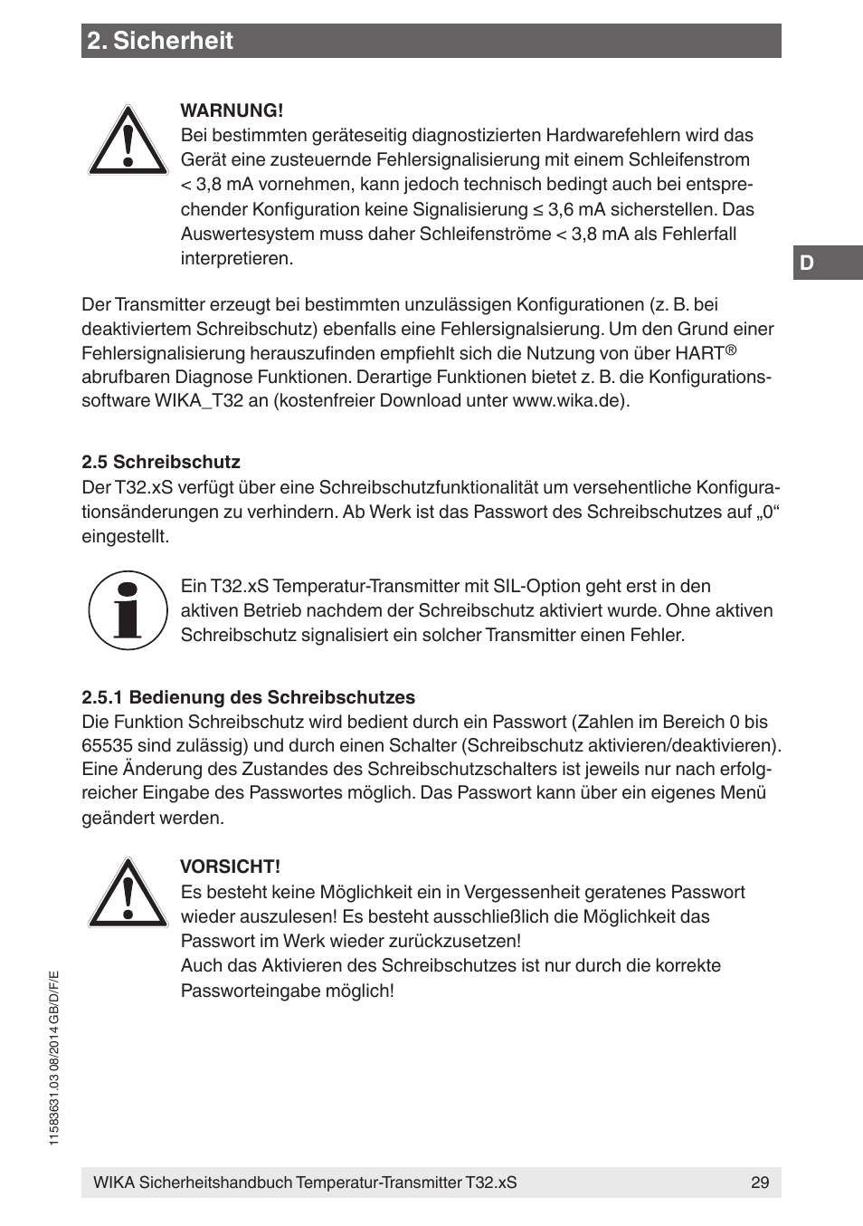 Sicherheit | WIKA T32.xS User Manual | Page 29 / 64