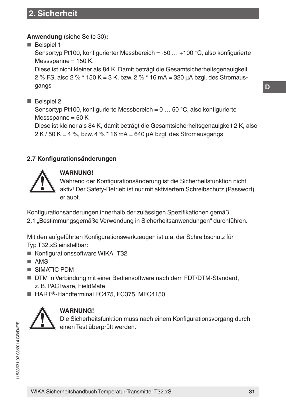 Sicherheit | WIKA T32.xS User Manual | Page 31 / 64