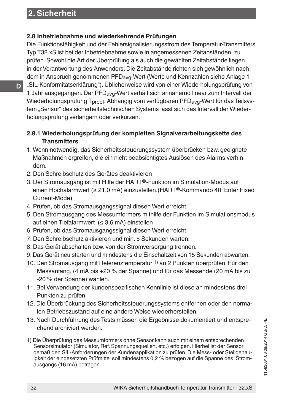 Sicherheit | WIKA T32.xS User Manual | Page 32 / 64
