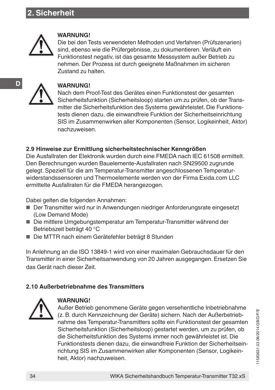 Sicherheit | WIKA T32.xS User Manual | Page 34 / 64