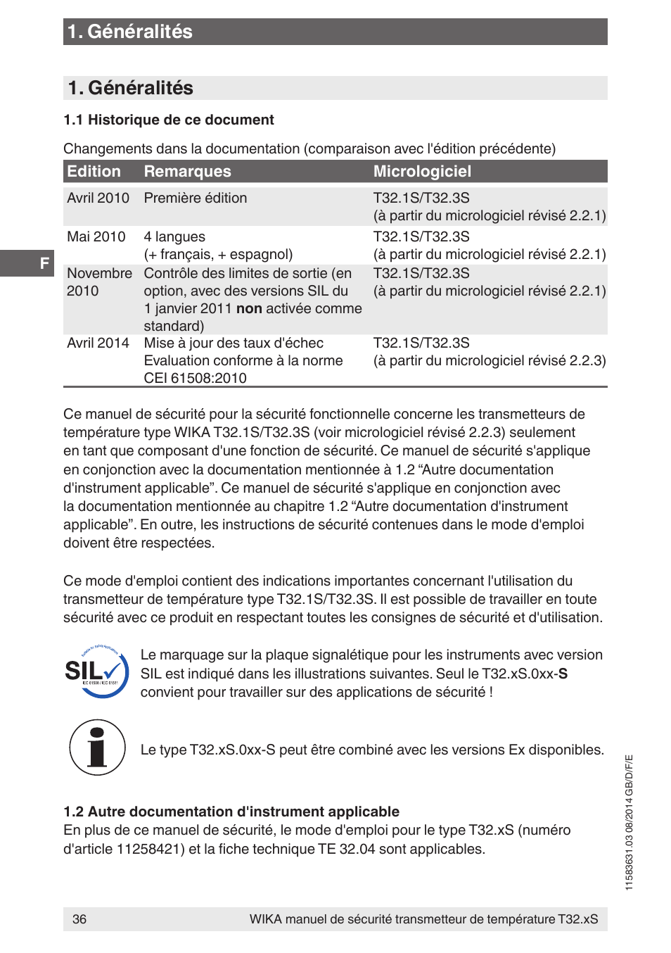 Généralités | WIKA T32.xS User Manual | Page 36 / 64