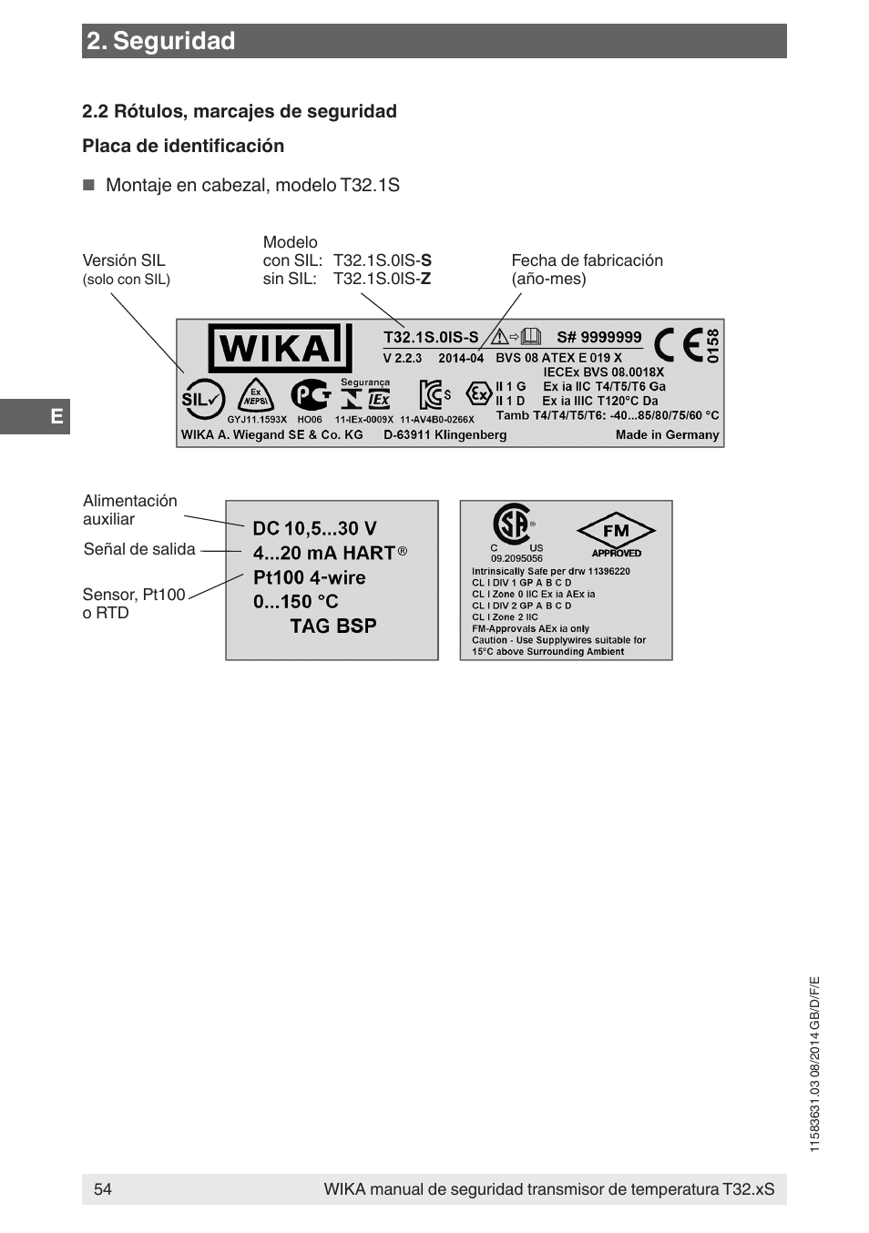 Seguridad | WIKA T32.xS User Manual | Page 54 / 64