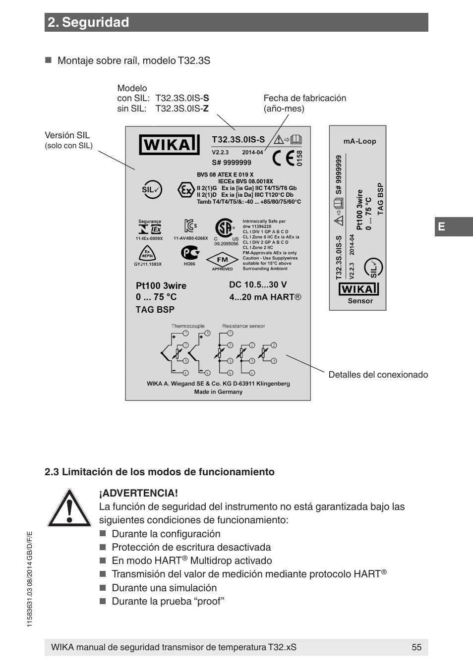 Seguridad | WIKA T32.xS User Manual | Page 55 / 64