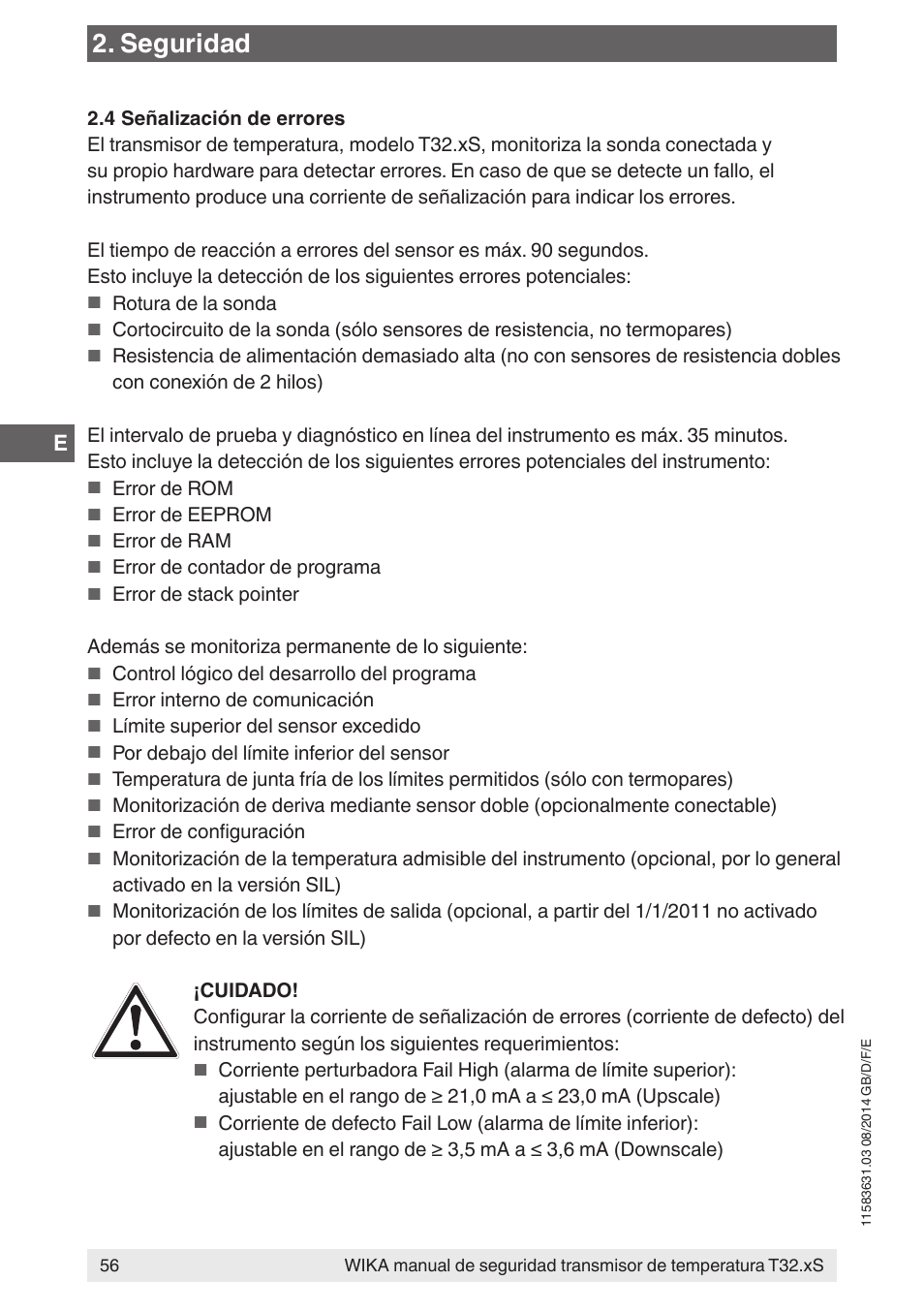 Seguridad | WIKA T32.xS User Manual | Page 56 / 64