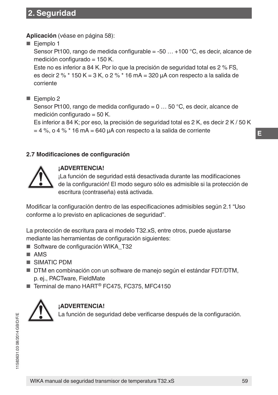 Seguridad | WIKA T32.xS User Manual | Page 59 / 64