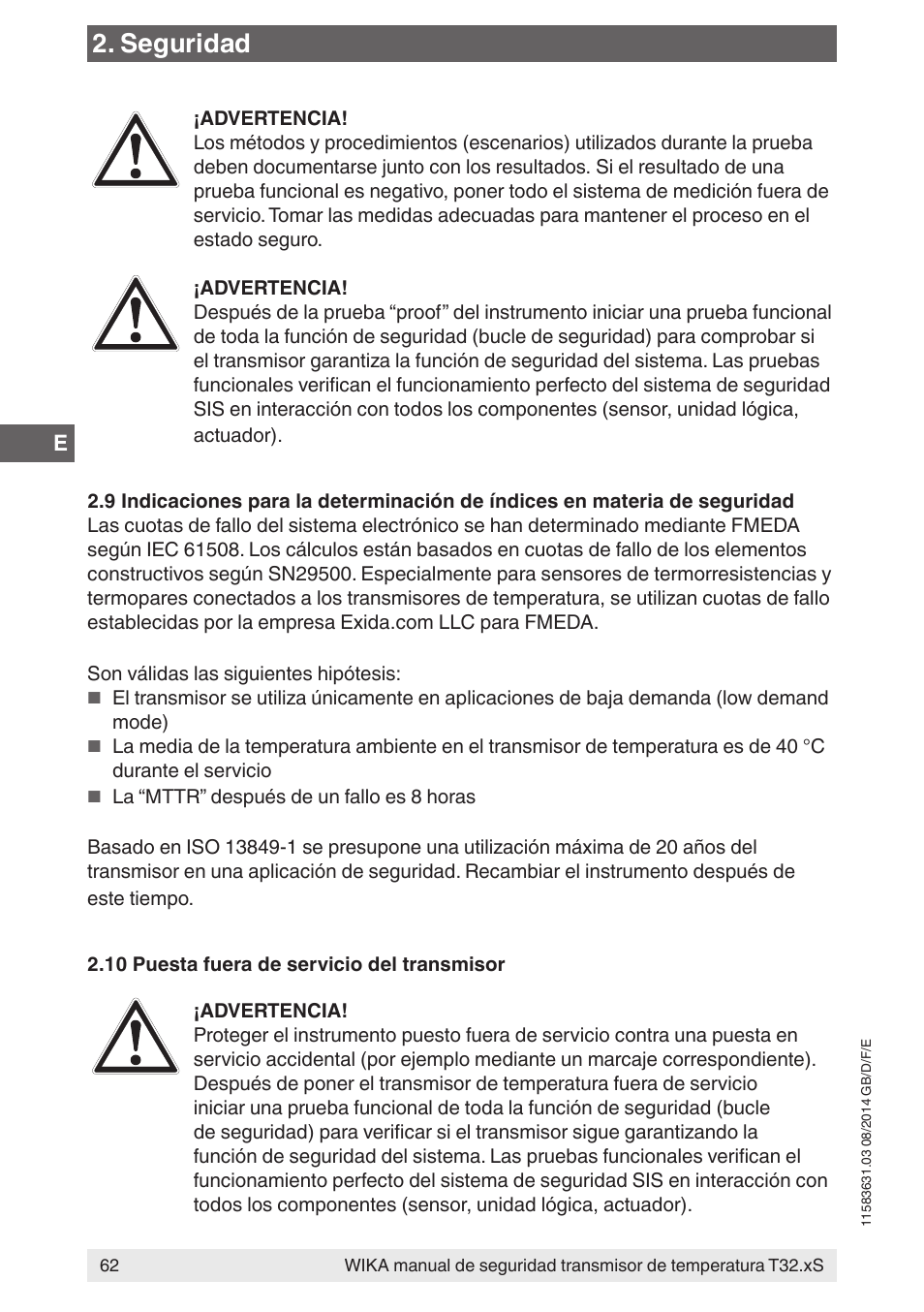 Seguridad | WIKA T32.xS User Manual | Page 62 / 64