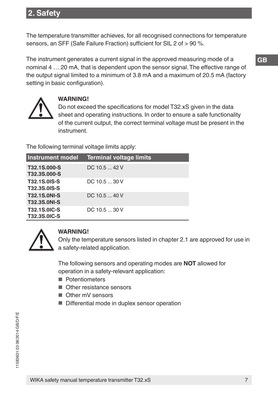 Safety | WIKA T32.xS User Manual | Page 7 / 64