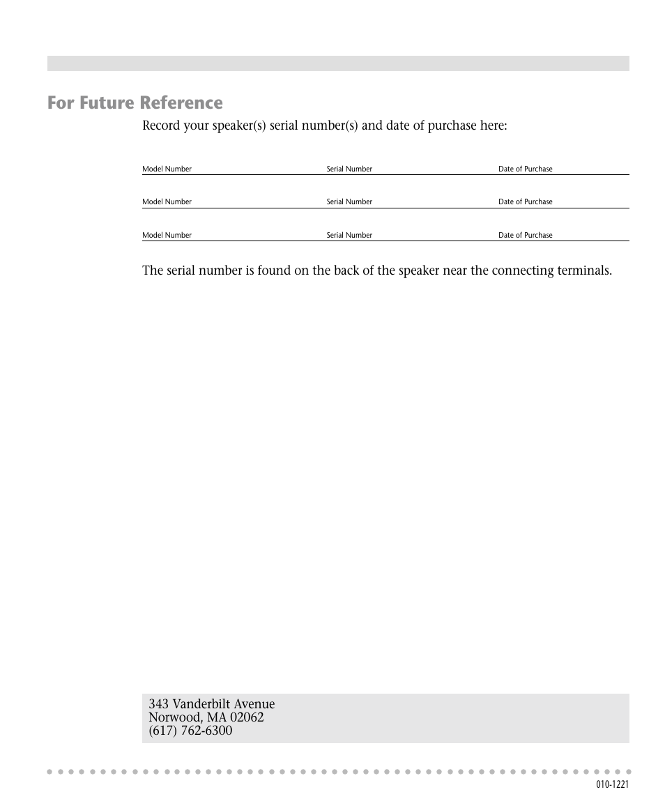 Tlantic | Atlantic Technology 221 LR User Manual | Page 8 / 8