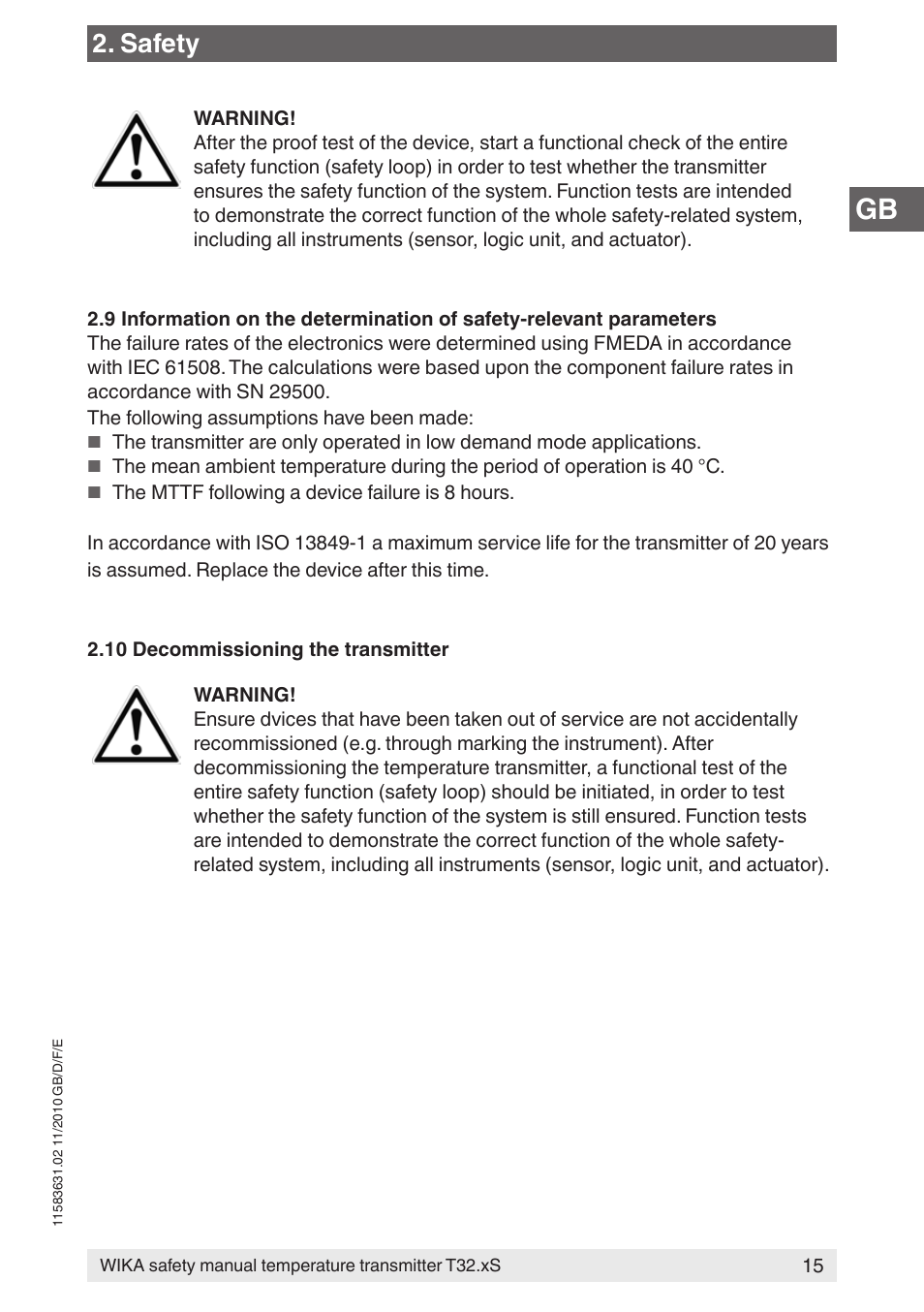 Safety | WIKA T32.xS User Manual | Page 15 / 60