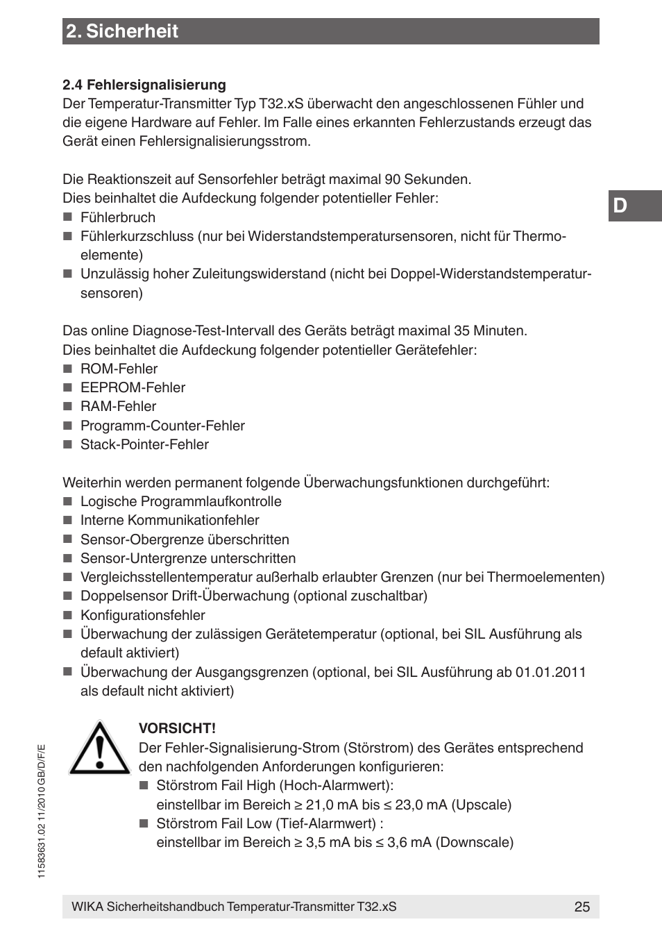 Sicherheit | WIKA T32.xS User Manual | Page 25 / 60