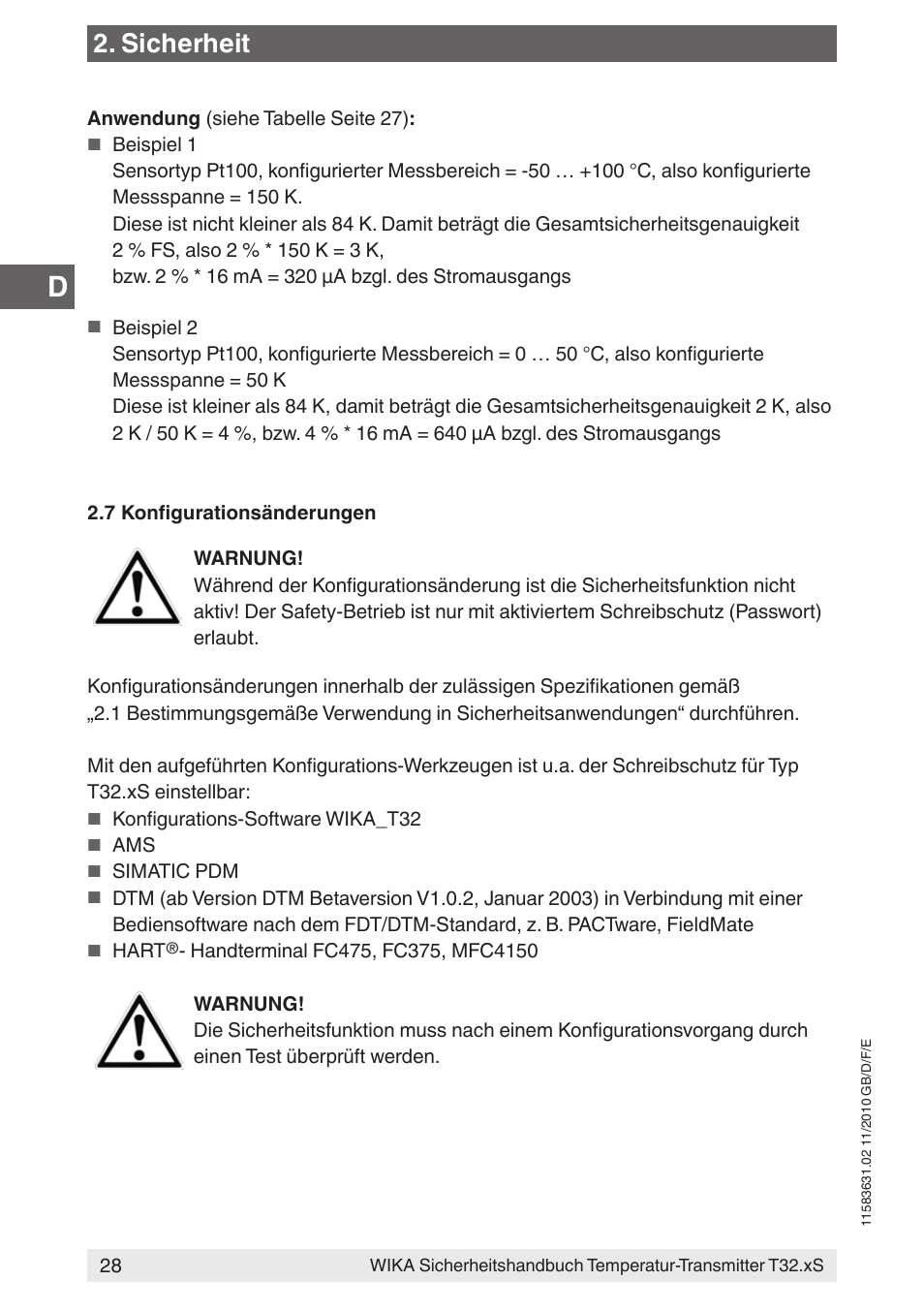 Sicherheit | WIKA T32.xS User Manual | Page 28 / 60