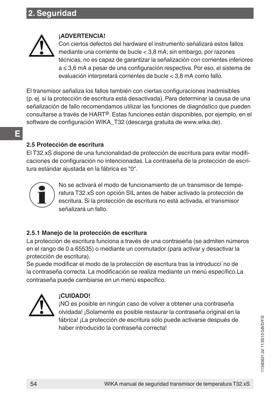 Seguridad | WIKA T32.xS User Manual | Page 54 / 60