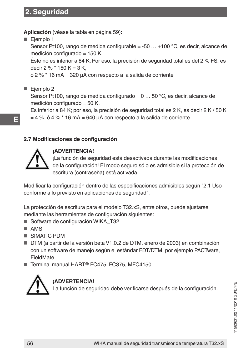 Seguridad | WIKA T32.xS User Manual | Page 56 / 60