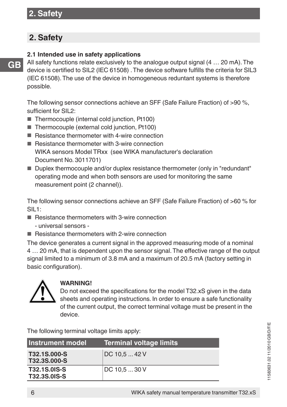 Safety | WIKA T32.xS User Manual | Page 6 / 60