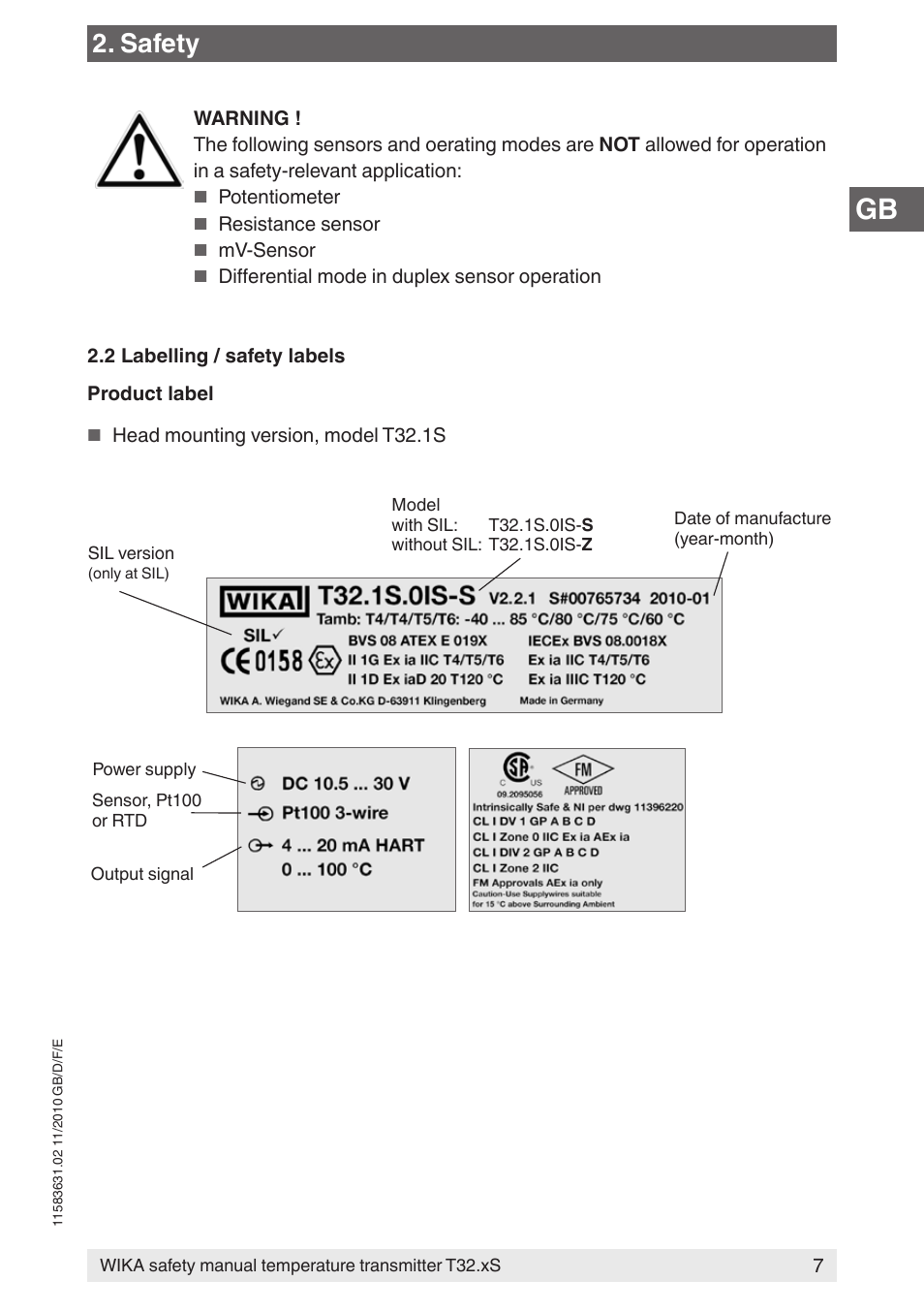 Safety | WIKA T32.xS User Manual | Page 7 / 60