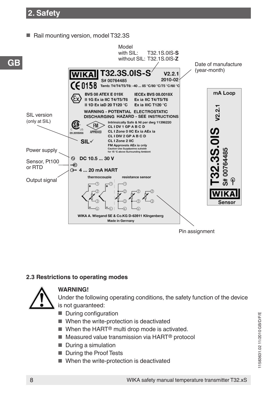 Safety | WIKA T32.xS User Manual | Page 8 / 60