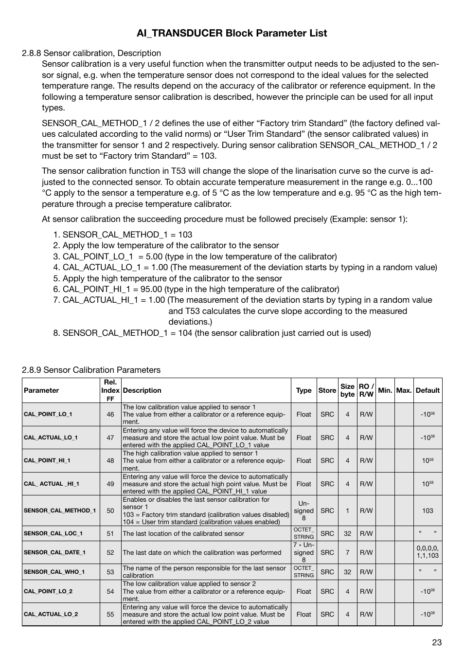 Ai_transducer block parameter list | WIKA T53 User Manual | Page 23 / 37