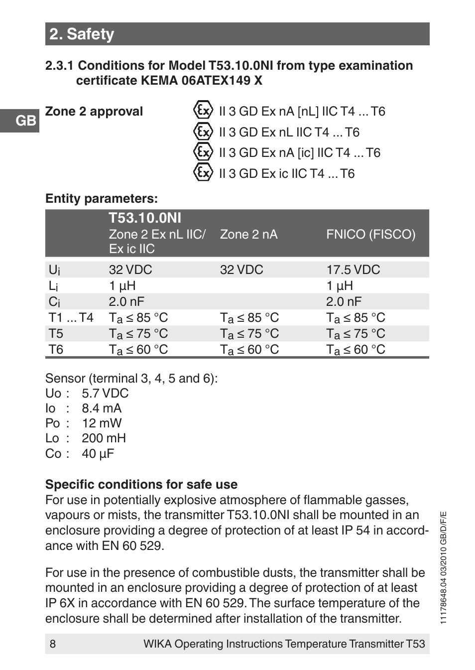 Safety | WIKA T53 User Manual | Page 8 / 100