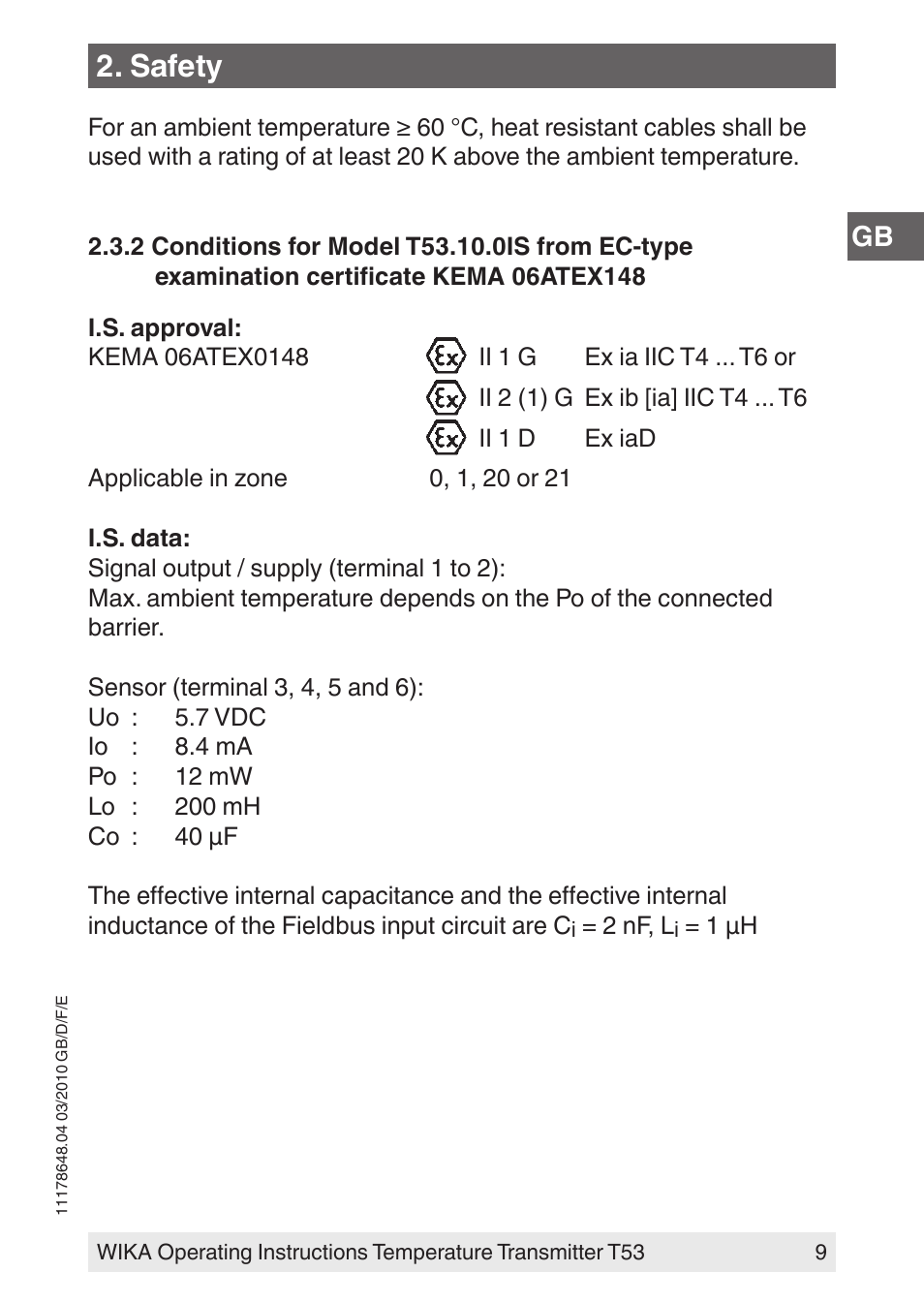 Safety | WIKA T53 User Manual | Page 9 / 100