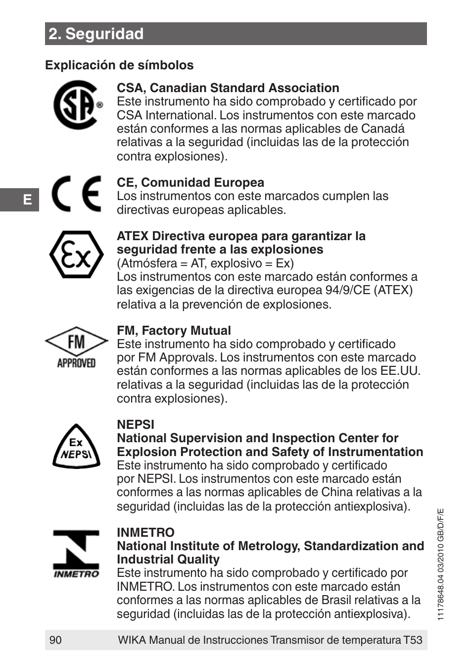 Seguridad | WIKA T53 User Manual | Page 90 / 100