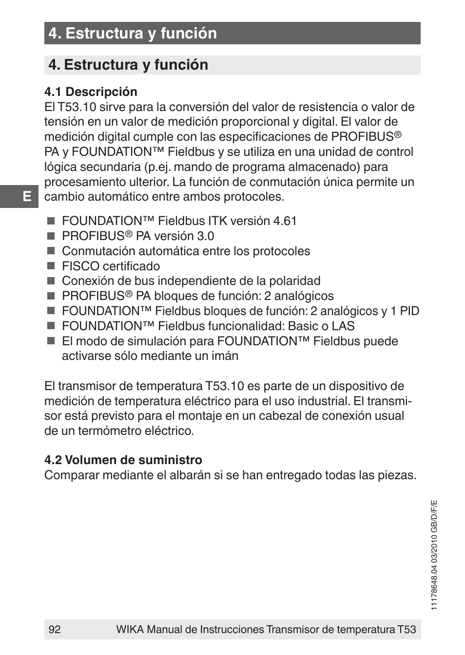 Estructura y función | WIKA T53 User Manual | Page 92 / 100