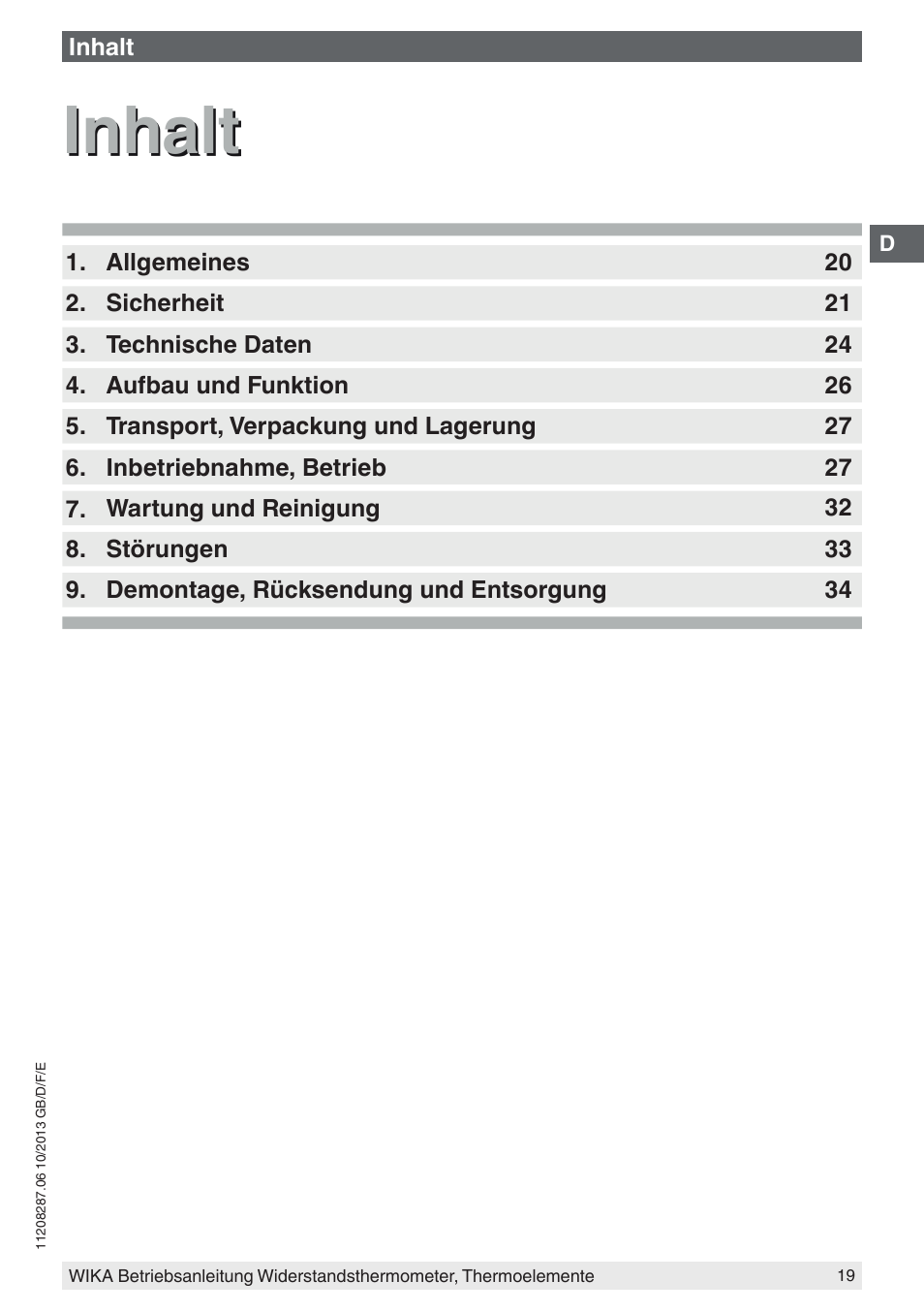 Inhalt | WIKA TR10-J User Manual | Page 19 / 68