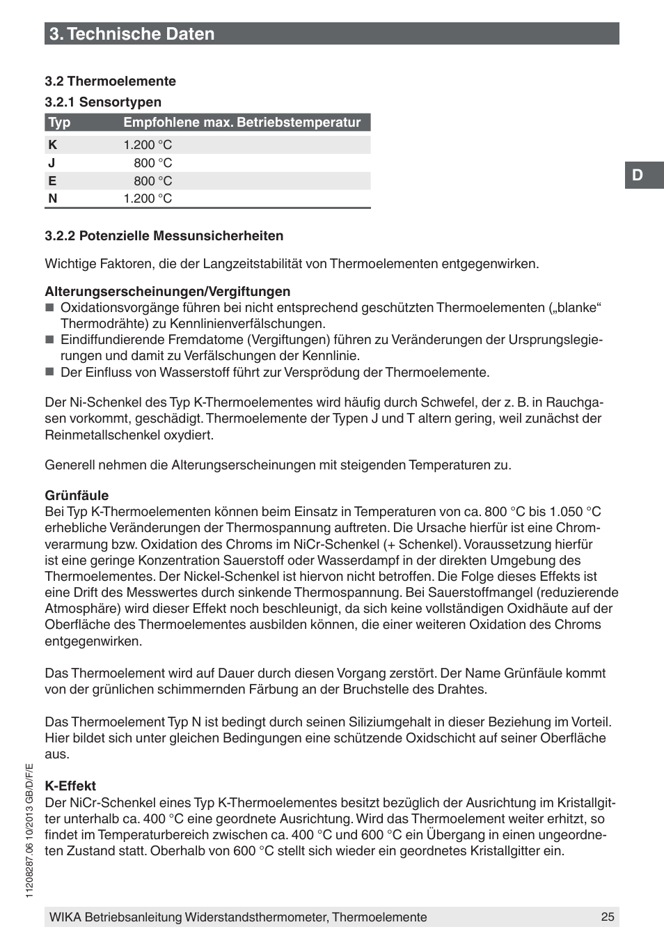 Technische daten | WIKA TR10-J User Manual | Page 25 / 68