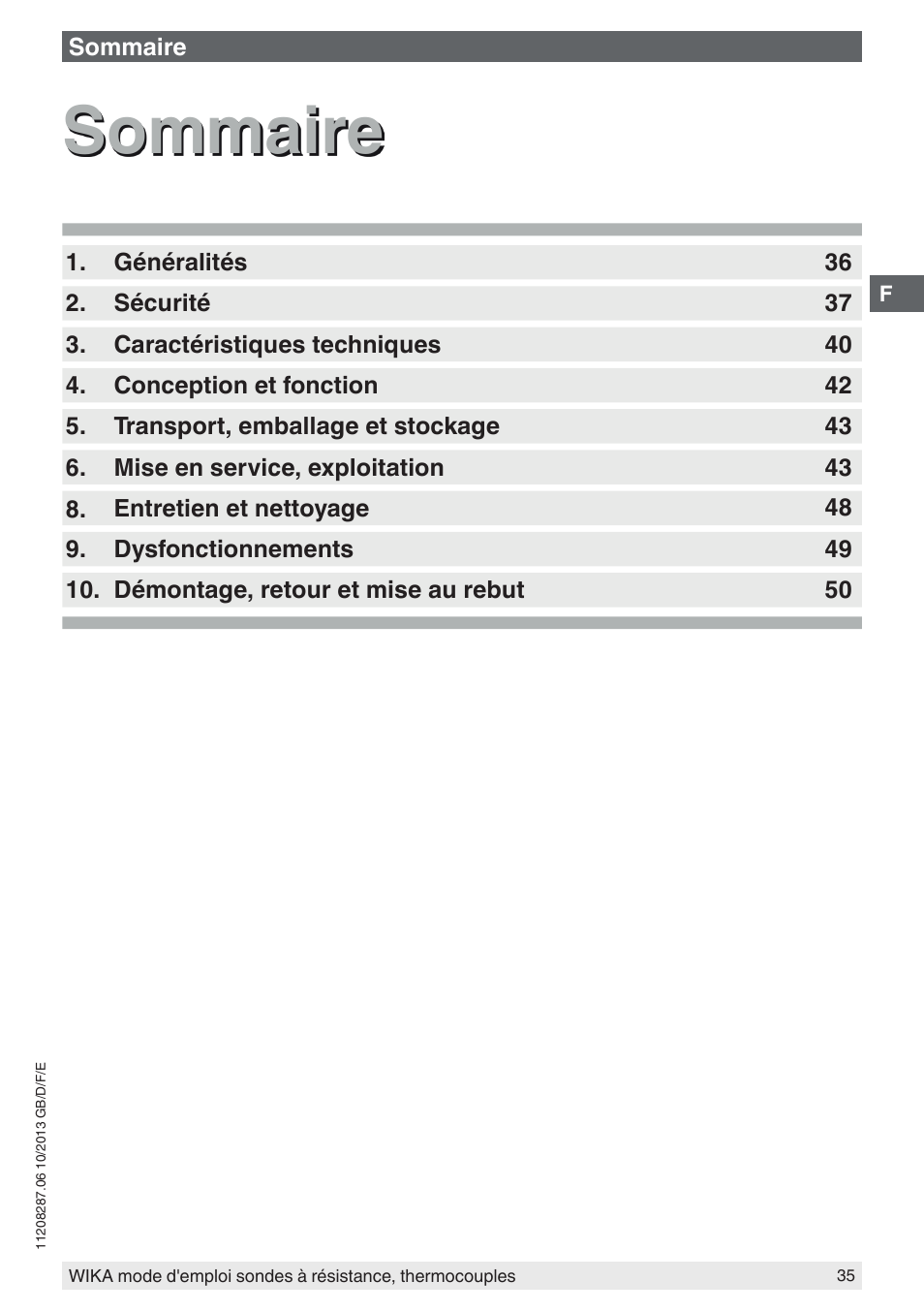 Sommaire | WIKA TR10-J User Manual | Page 35 / 68