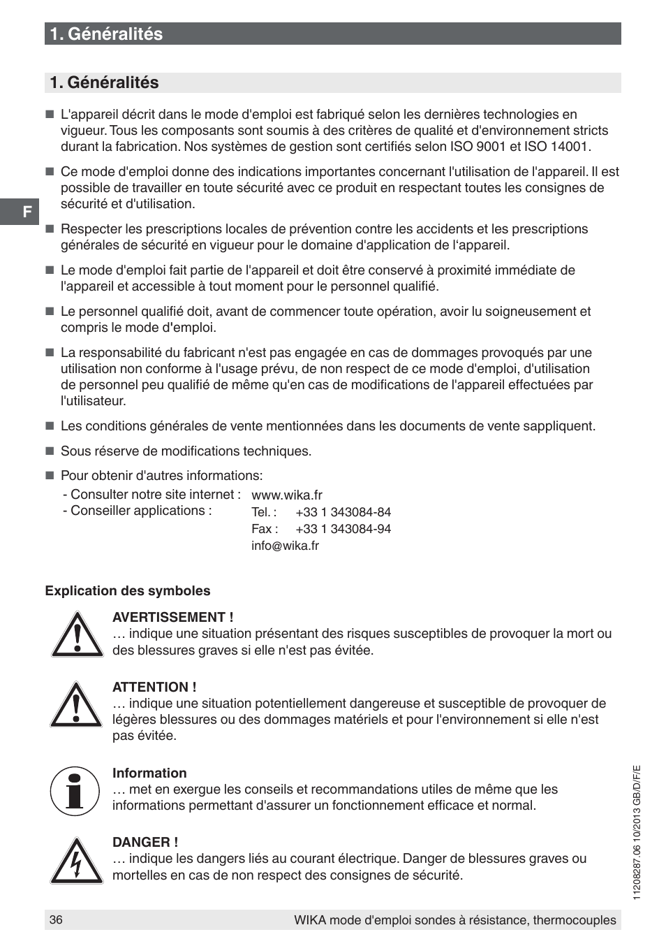 Généralités | WIKA TR10-J User Manual | Page 36 / 68