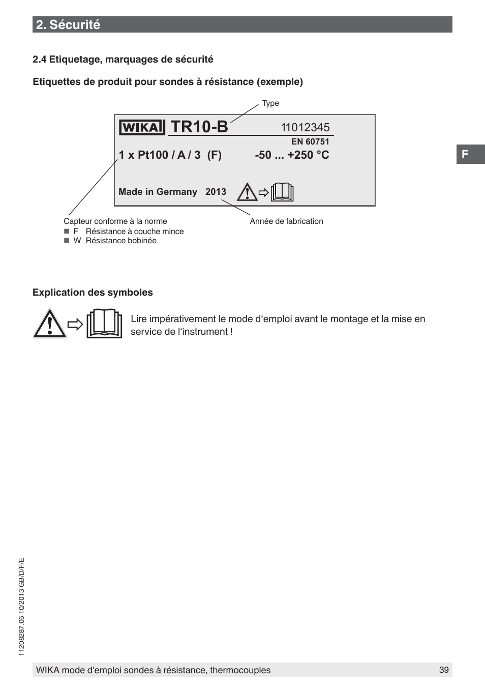 Tr10-b, Sécurité | WIKA TR10-J User Manual | Page 39 / 68