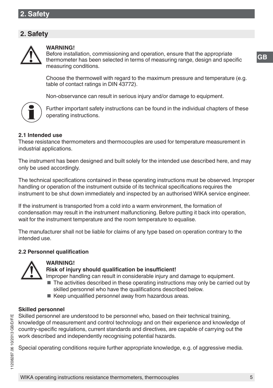 Safety | WIKA TR10-J User Manual | Page 5 / 68