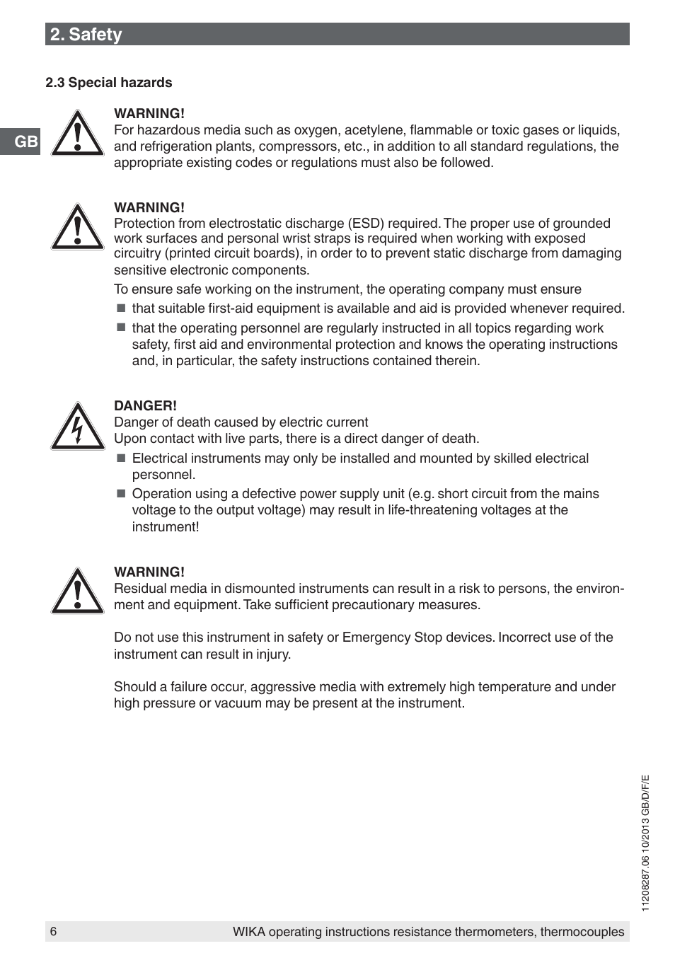 Safety | WIKA TR10-J User Manual | Page 6 / 68