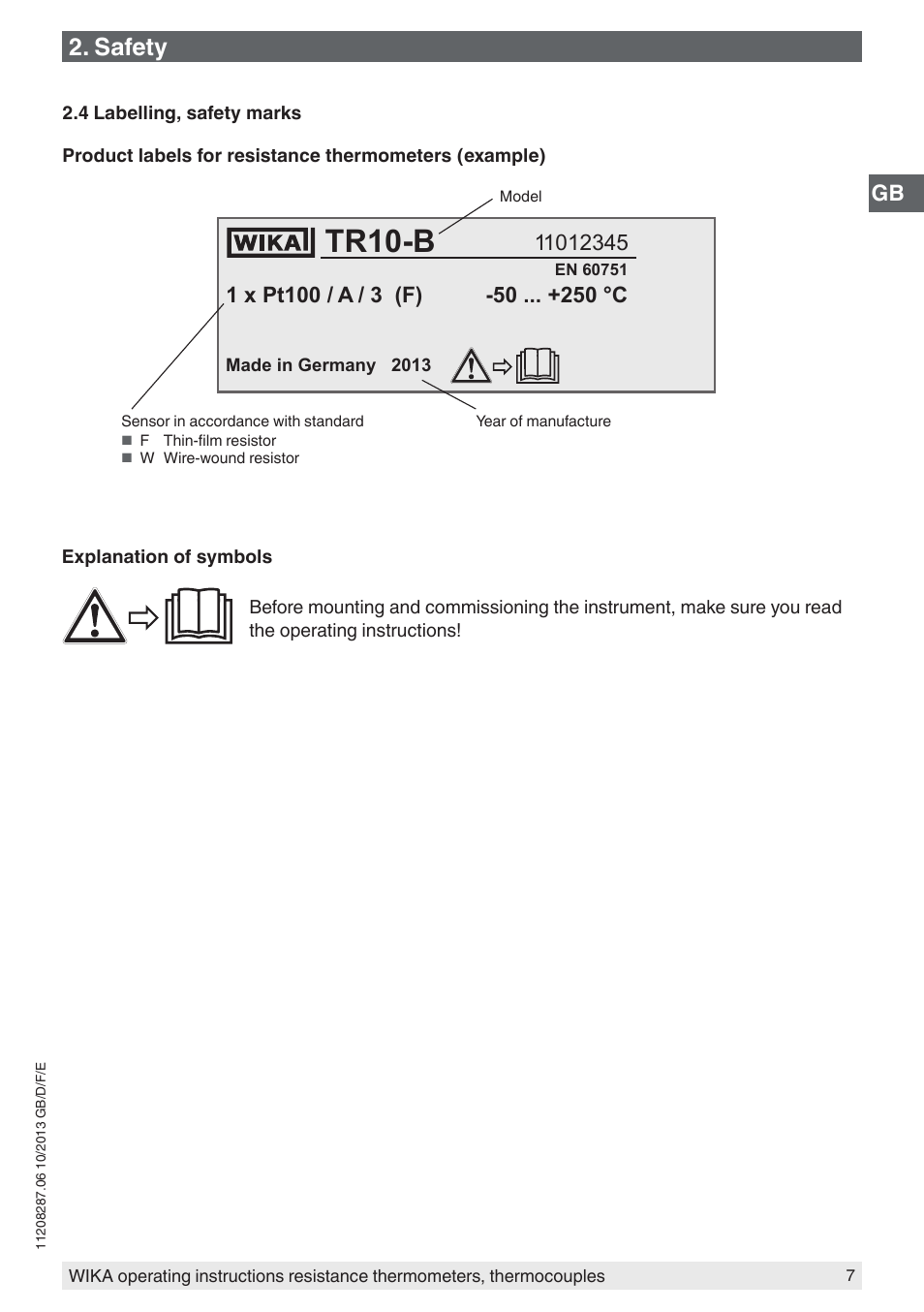 Tr10-b, Safety | WIKA TR10-J User Manual | Page 7 / 68