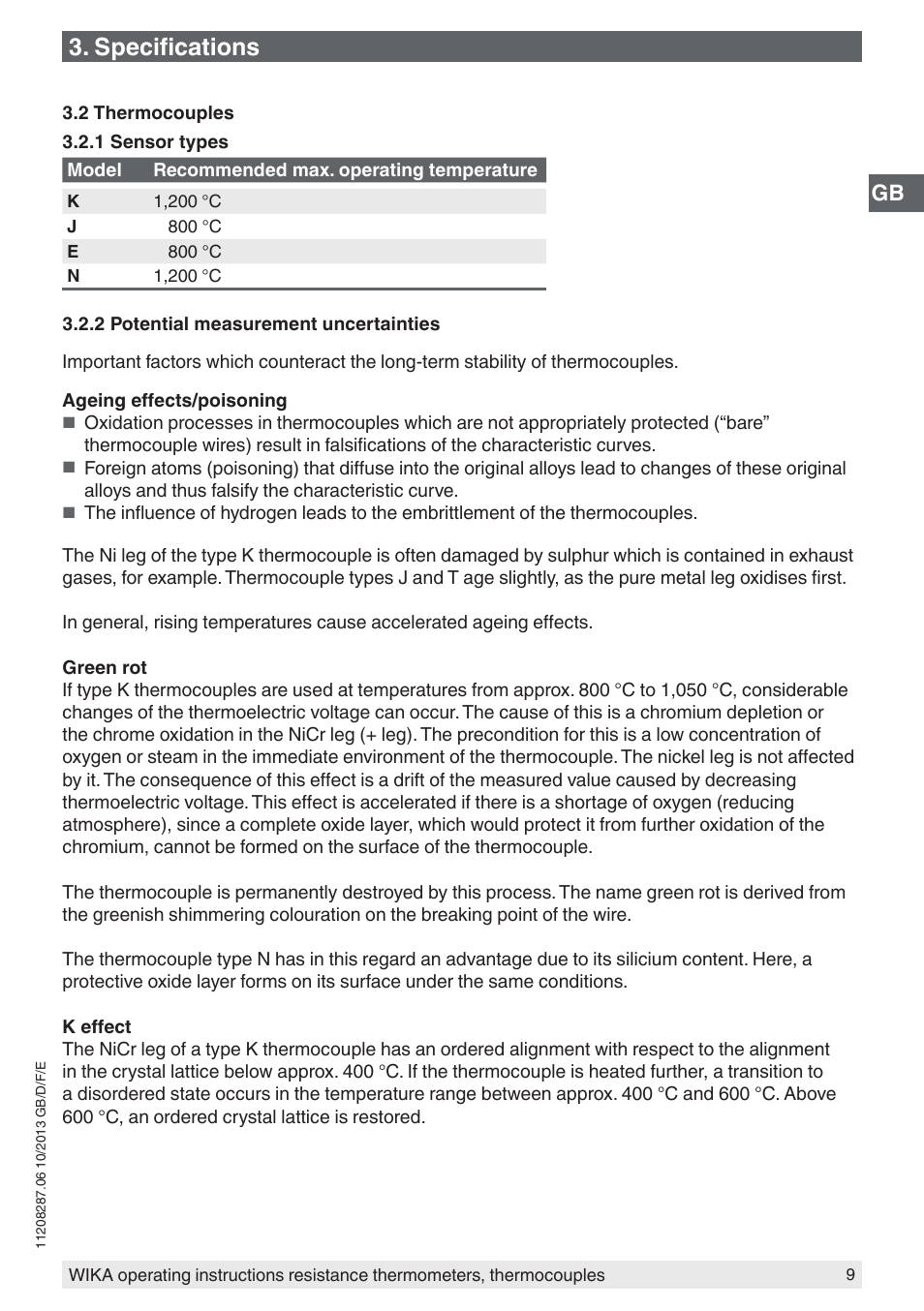 Specifications | WIKA TR10-J User Manual | Page 9 / 68