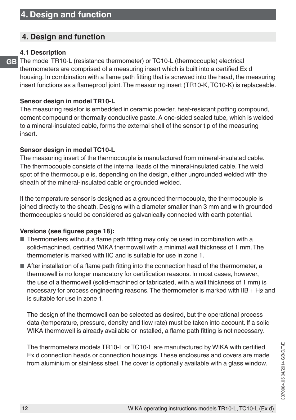 Design and function | WIKA TC10-L User Manual | Page 12 / 84