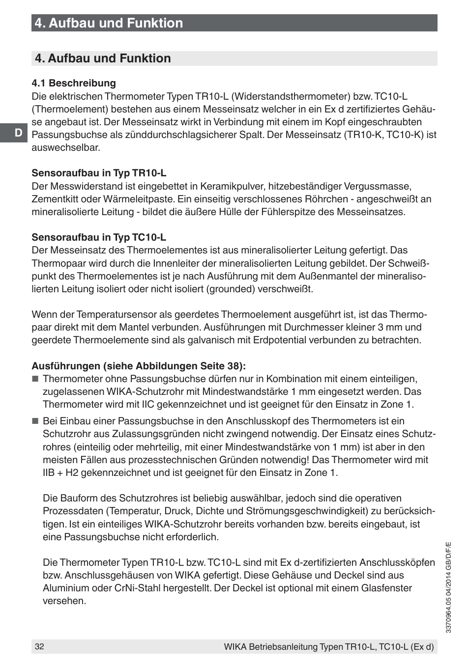 Aufbau und funktion | WIKA TC10-L User Manual | Page 32 / 84