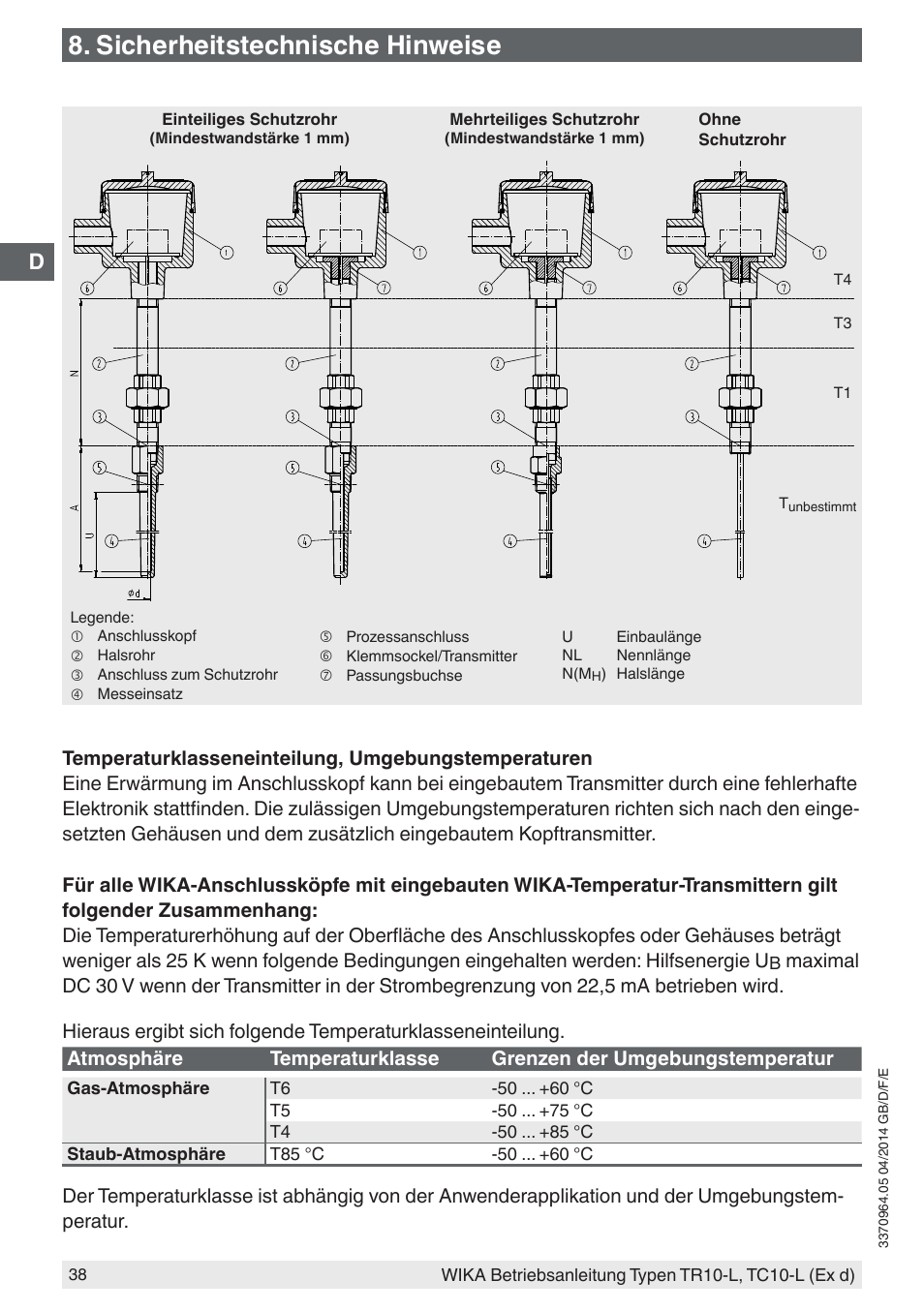 Sicherheitstechnische hinweise | WIKA TC10-L User Manual | Page 38 / 84