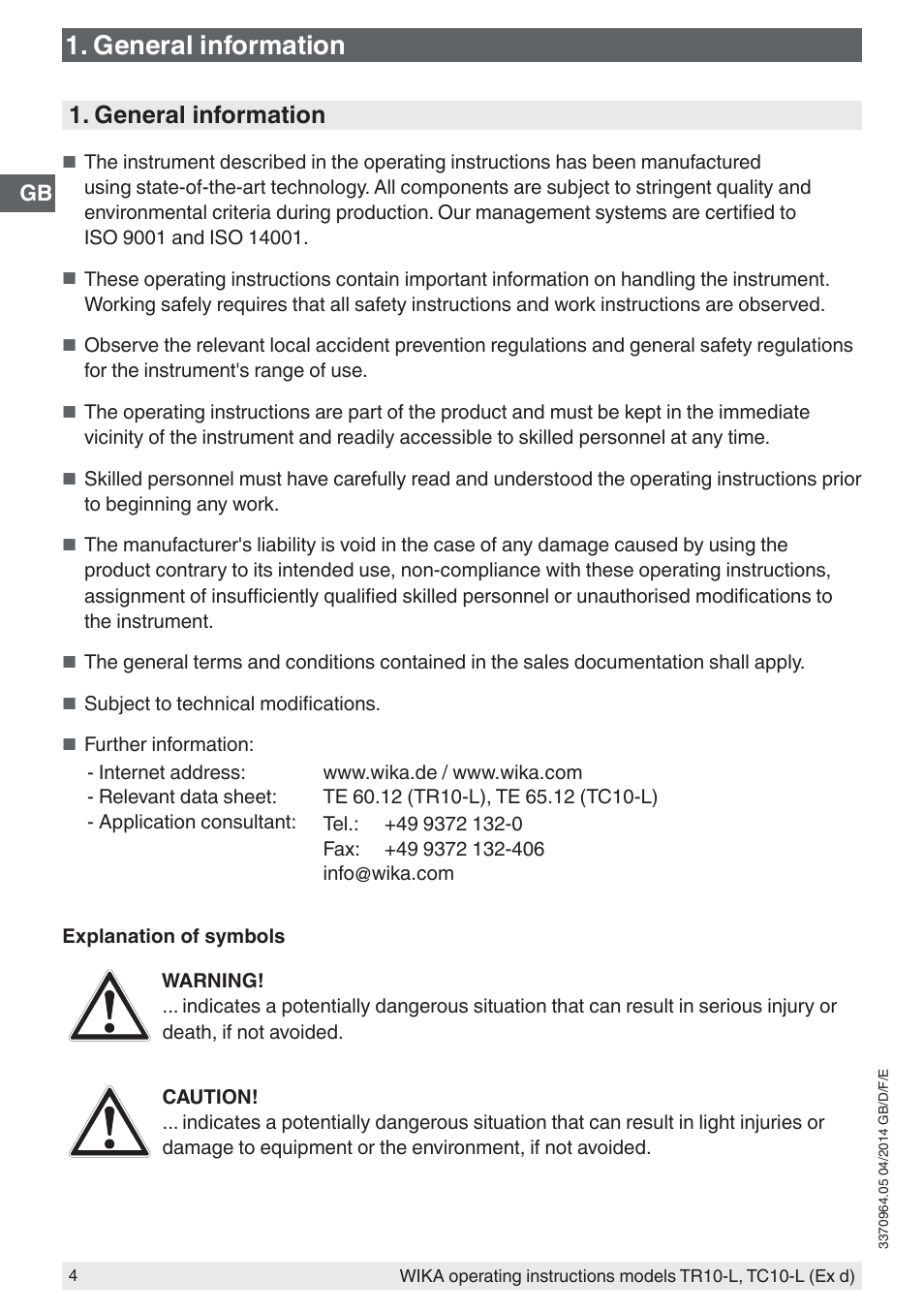 General information | WIKA TC10-L User Manual | Page 4 / 84