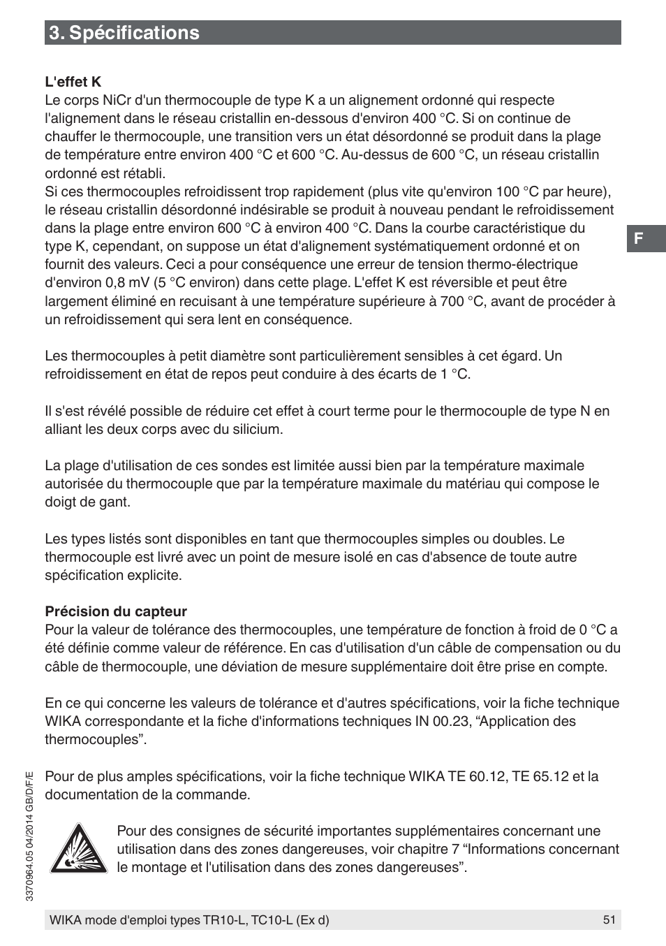 Spécifications | WIKA TC10-L User Manual | Page 51 / 84