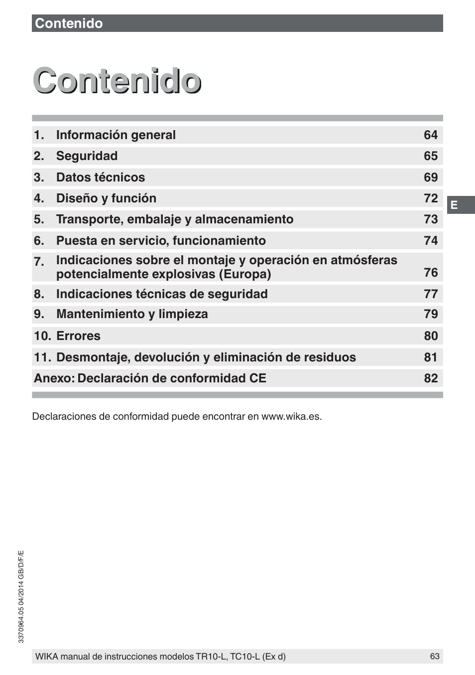 WIKA TC10-L User Manual | Page 63 / 84