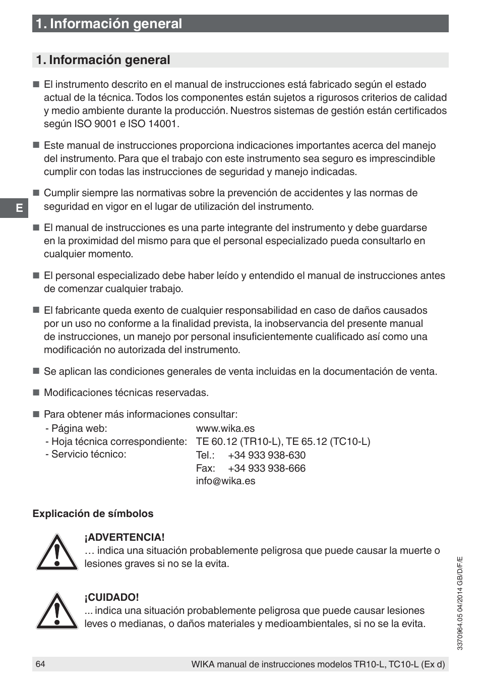 Información general | WIKA TC10-L User Manual | Page 64 / 84