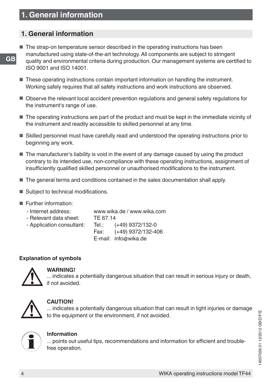 General information | WIKA TF44 User Manual | Page 4 / 44