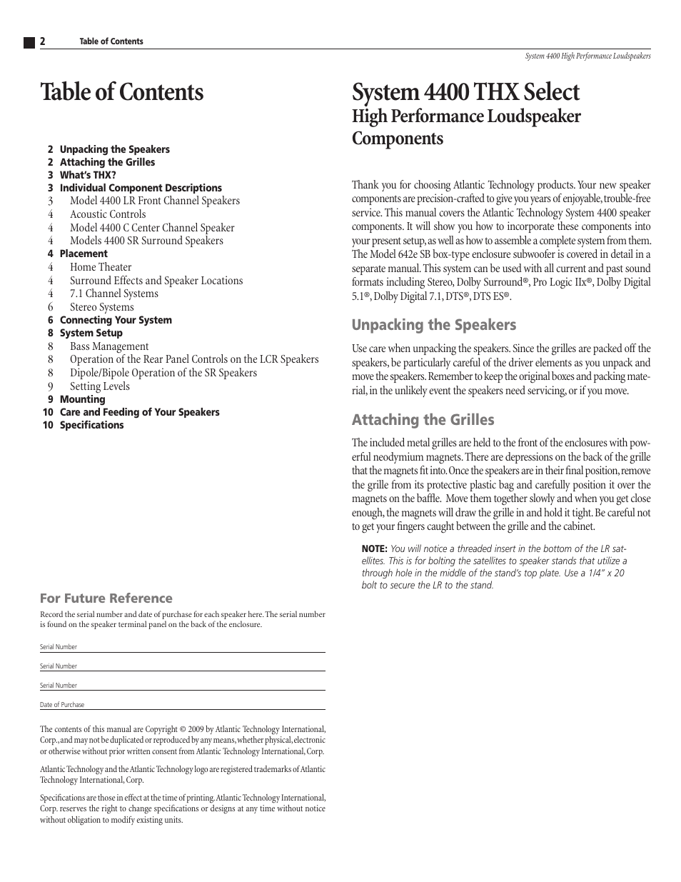 Atlantic Technology 4400 SR User Manual | Page 2 / 12