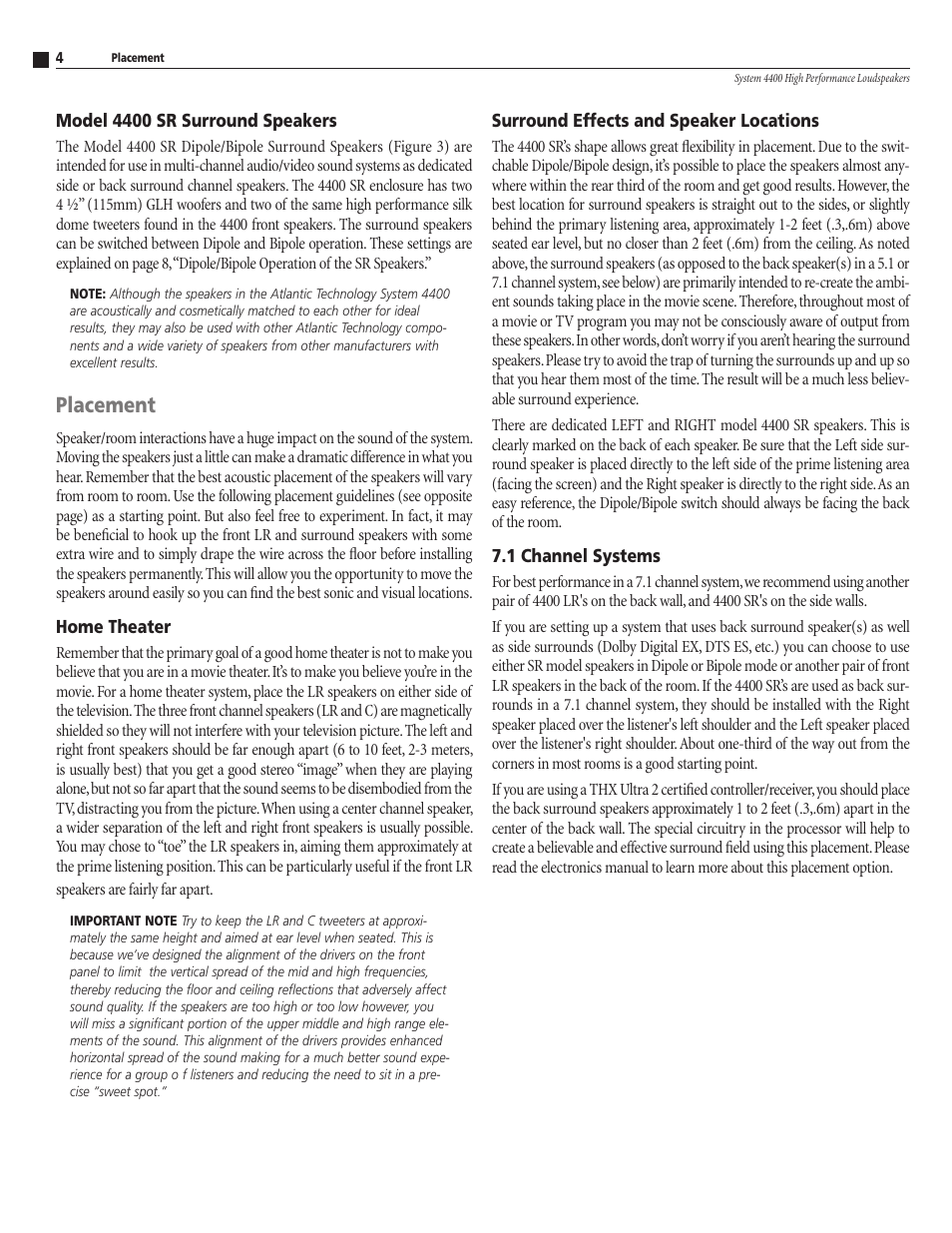 Placement | Atlantic Technology 4400 SR User Manual | Page 4 / 12