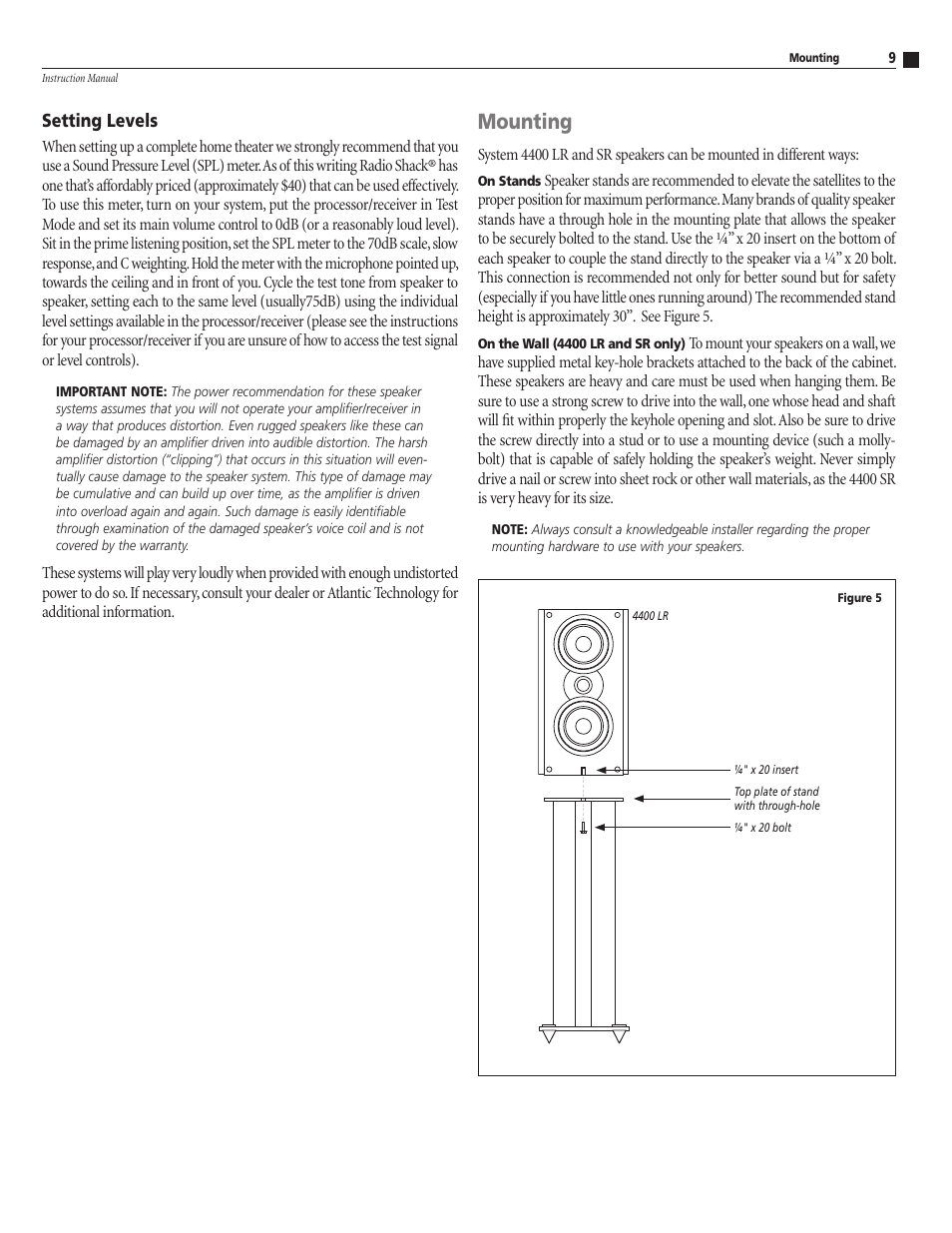 Mounting | Atlantic Technology 4400 SR User Manual | Page 9 / 12